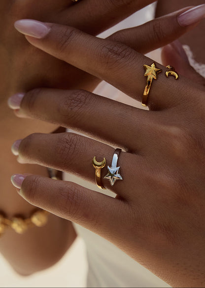 Star Moon Open Ring
