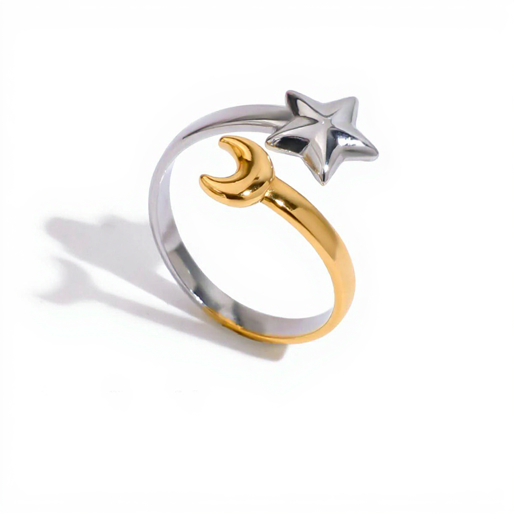 Star Moon Open Ring